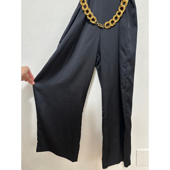 Abercrombie&Fitch Y2K Silky Angle Sleeve Jumpsuit Belt XS Navy Day to Night Glam - Picture 2 of 13